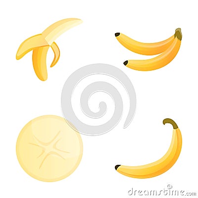 Banana icons set cartoon vector. Ripe exotic fruit Vector Illustration