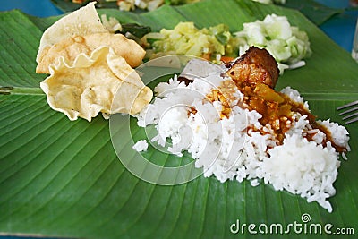 Banana Leaf Rice Stock Photo