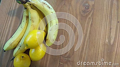 Banana and lemon wood counter Stock Photo
