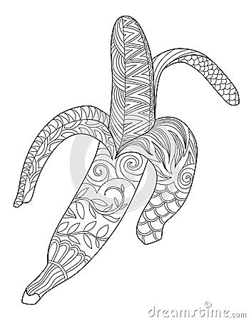 Banana line art for coloring book Vector Illustration