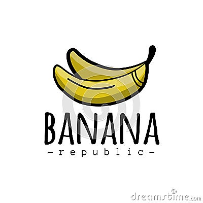 Banana logo, simple sketch isolated on white for your design Vector Illustration