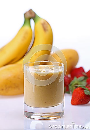 Banana mango strawberry shake Stock Photo