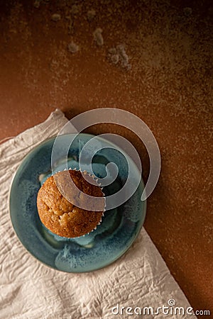 Banana Muffin Cup Cake on the Table. Top View Stock Photo