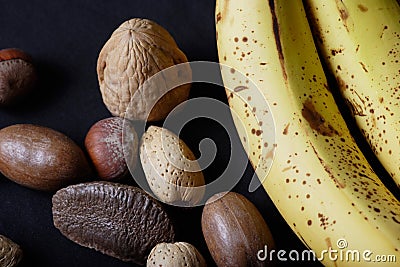 Banana and nuts Stock Photo