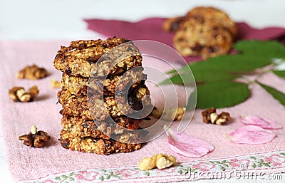 Banana oatmeal cookies. Stock Photo