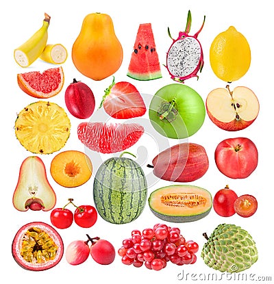 set of fruit on white Stock Photo