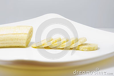 Banana - Pealed and Sliced Stock Photo