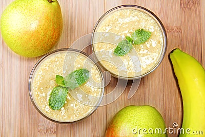Banana and pear smoothie Stock Photo