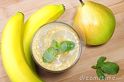 Banana and pear smoothie Stock Photo