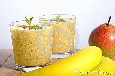 Banana and pear smoothie Stock Photo