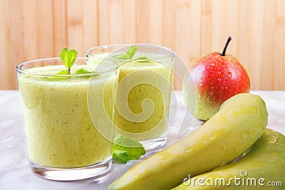 Banana and pear smoothie Stock Photo