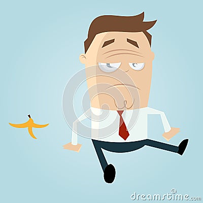 Banana peel accident Cartoon Illustration