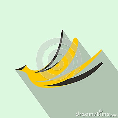 Banana peel icon, flat style Vector Illustration