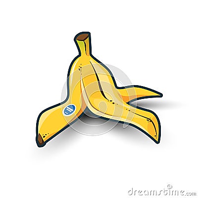 Banana Peel with Shadow Vector Illustration