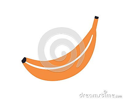 Banana in peel. Whole sweet tropical fruit icon. Stylized food. Natural exotic ripe healthy banan in skin. Colored flat Vector Illustration