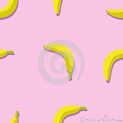 Banana in pink background seamless pattern vector illustration Vector Illustration