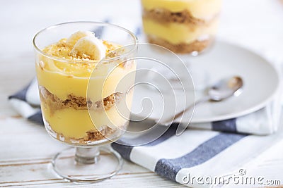 Banana pudding for breakfast Stock Photo