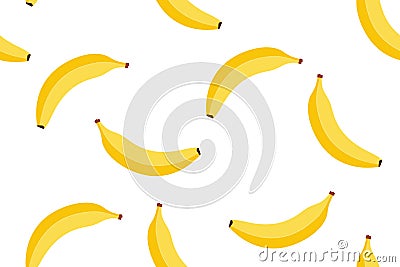 Banana seamless cartoon pattern background, vector fruit seamless yellow banana bunch illustration Vector Illustration