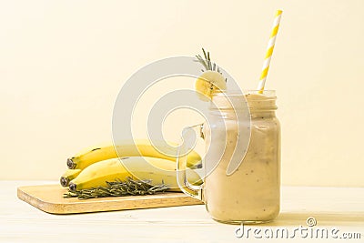 banana smoothies glass Stock Photo