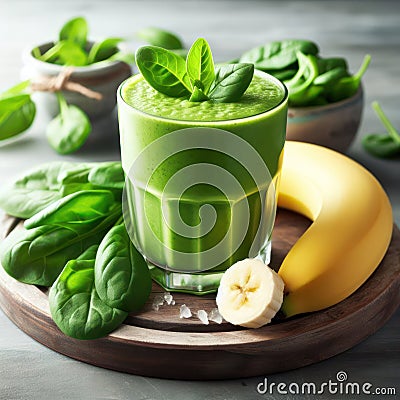Banana and spinach smoothie appetising Stock Photo