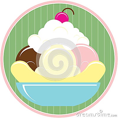 Banana split Cartoon Illustration