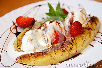 Banana Split Stock Photo