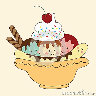 Banana Split Vector Illustration