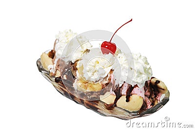 Banana Split with Clipping Path Stock Photo