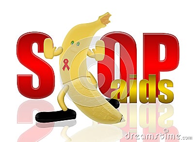 Banana and stop aids Stock Photo