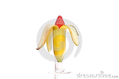 Banana and strawberry Stock Photo