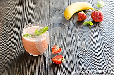 Banana-strawberry smoothie Stock Photo