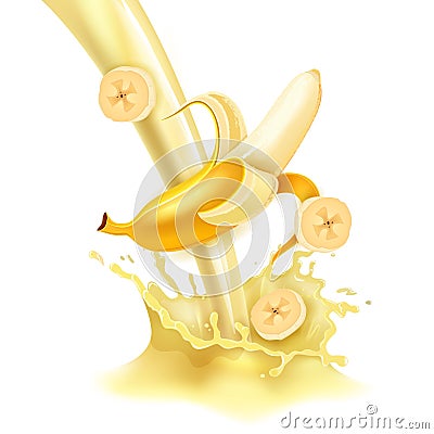 Banana sweet milk Vector Illustration