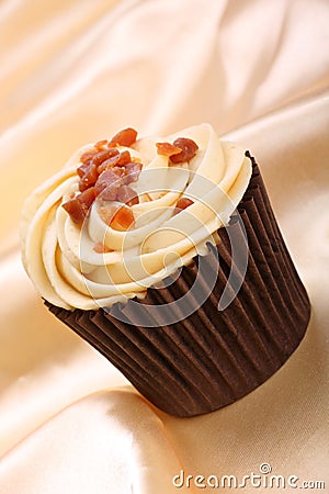 Banana and toffee cupcake Stock Photo