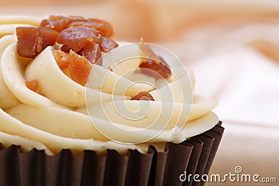 Banana and toffee cupcake Stock Photo