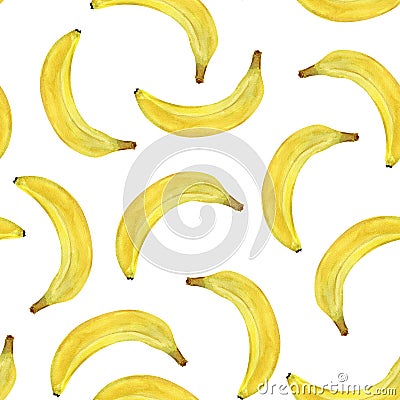 Banana whole watercolor seamless pattern Cartoon Illustration
