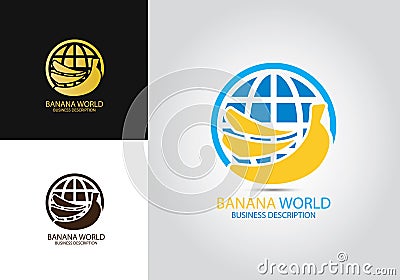 Banana World Design Logo Stock Photo