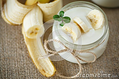 Banana yogurt Stock Photo