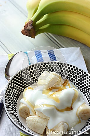 Banana, yogurt and honey Stock Photo