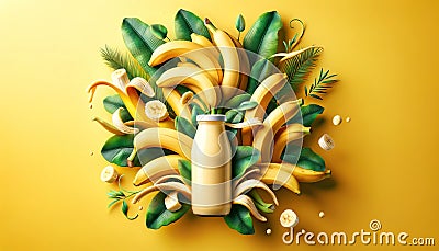 Banana smoothie bliss, a tropical dance of flavor and vitality Stock Photo