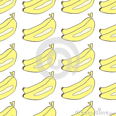 Bananas drawn in Japanese cartoon style seamless vector background Vector Illustration