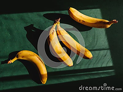 Bananas on a green background Stock Photo