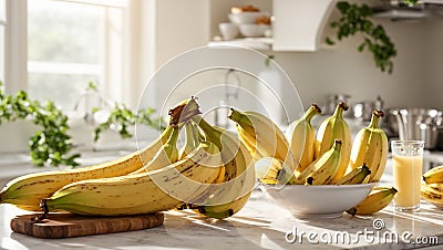 bananas healthy whole itchen tropical food diet snack fruit fresh bunch organic Stock Photo