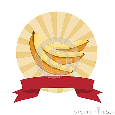 Bananas icon cartoon round icon Vector Illustration