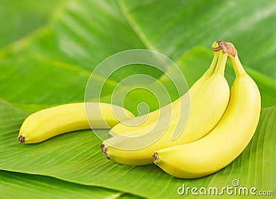 Bananas on leaves Stock Photo