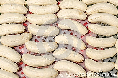 Bananas preserved by sundry method. Dried bananas by sun. Stock Photo