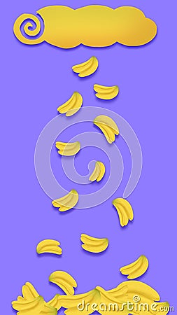 Bananas Rain Vertical Wallpaper Phone Stock Photo