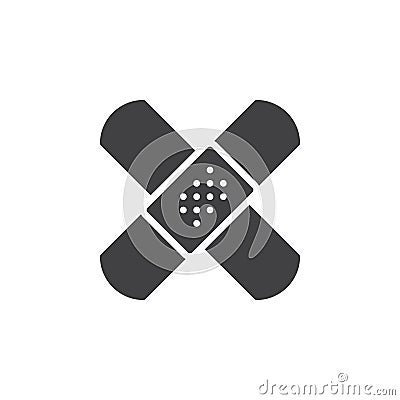 Band aid, adhesive bandage icon vector, filled flat sign, solid pictogram isolated on white. Vector Illustration