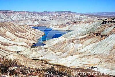 Band-e Amir Lakes, Afghanistan: Panorama from the approach road Stock Photo