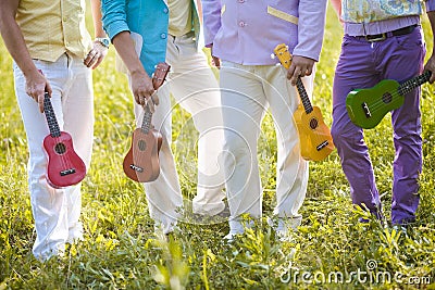 Band hawaiian ukulele Stock Photo