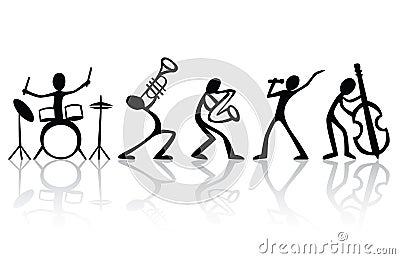 Band musicians group hand drawn t-shirt art Stock Photo